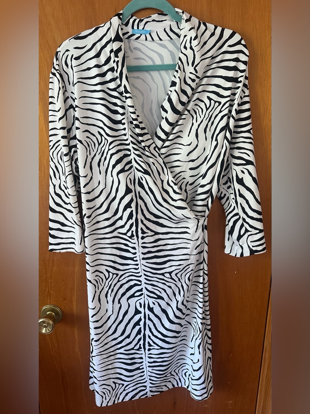 J. McLaughlin Savannah Zebra Print Catalina Cloth Faux Wrap Dress Large L